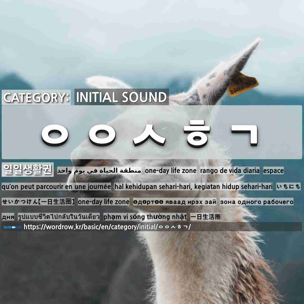 Initial Sound ㅇㅇㅅㅎㄱ 1 いちにちせいかつけん 一日生活圏 일일생활권