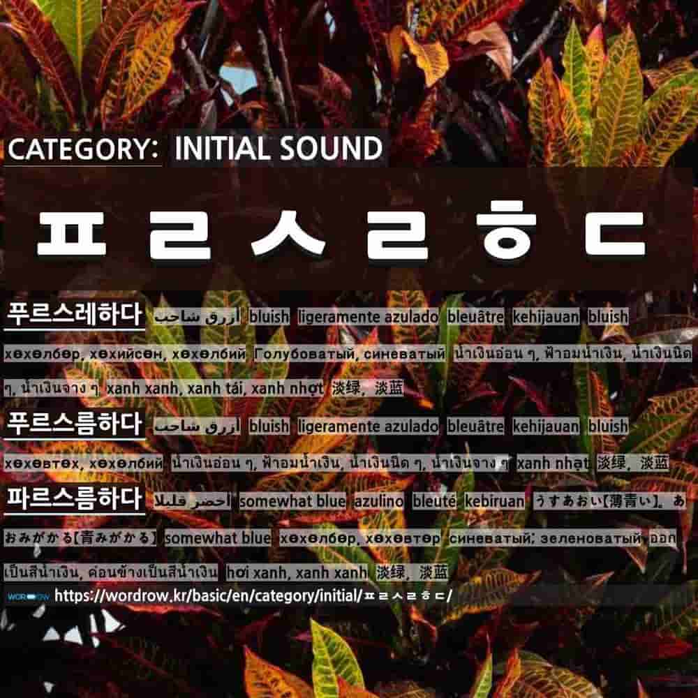 Initial Sound ㅍㄹㅅㄹㅎㄷ 3 うすあおい 薄青い あおみがかる 青みがかる 파르스름하다