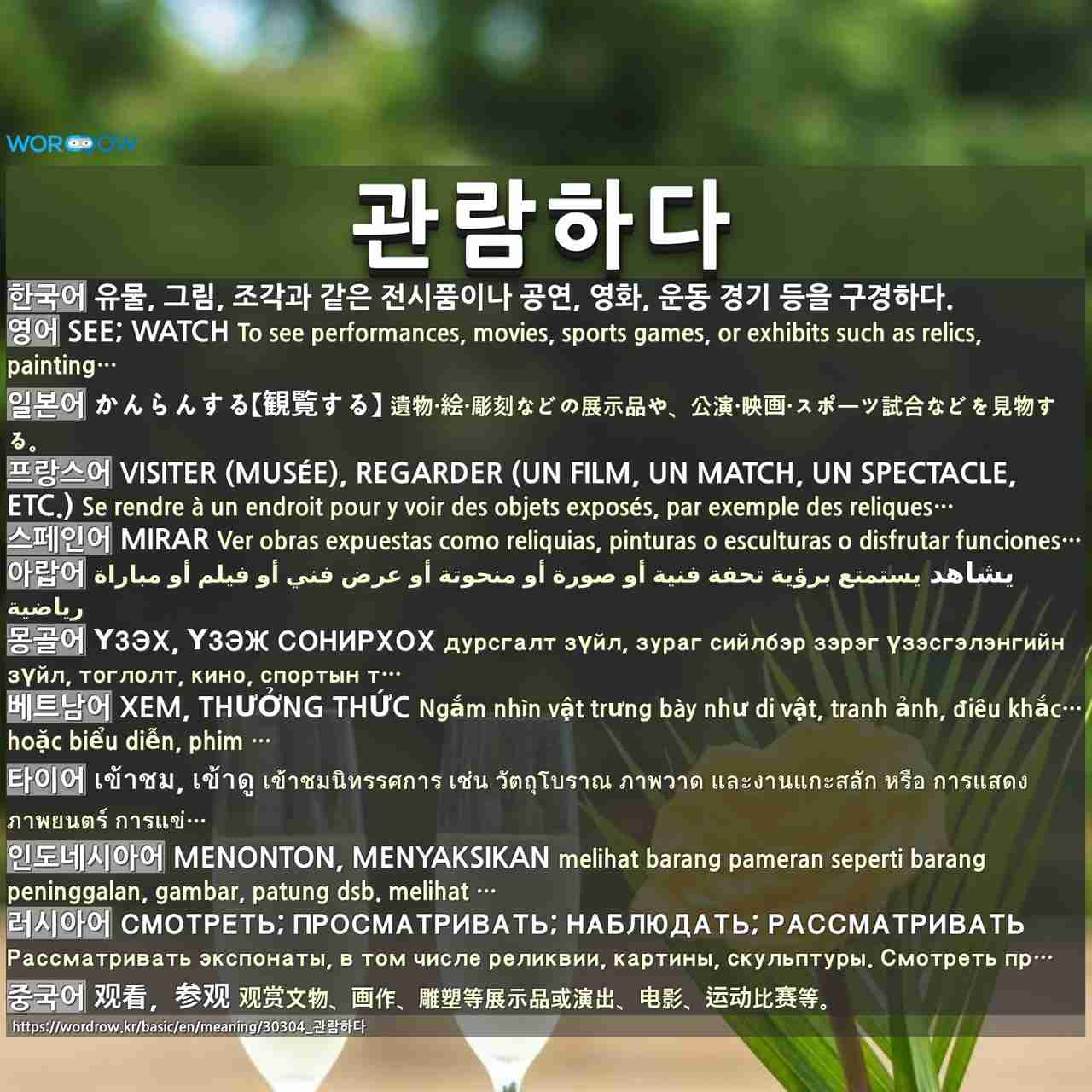 관람하다: SEE; WATCH