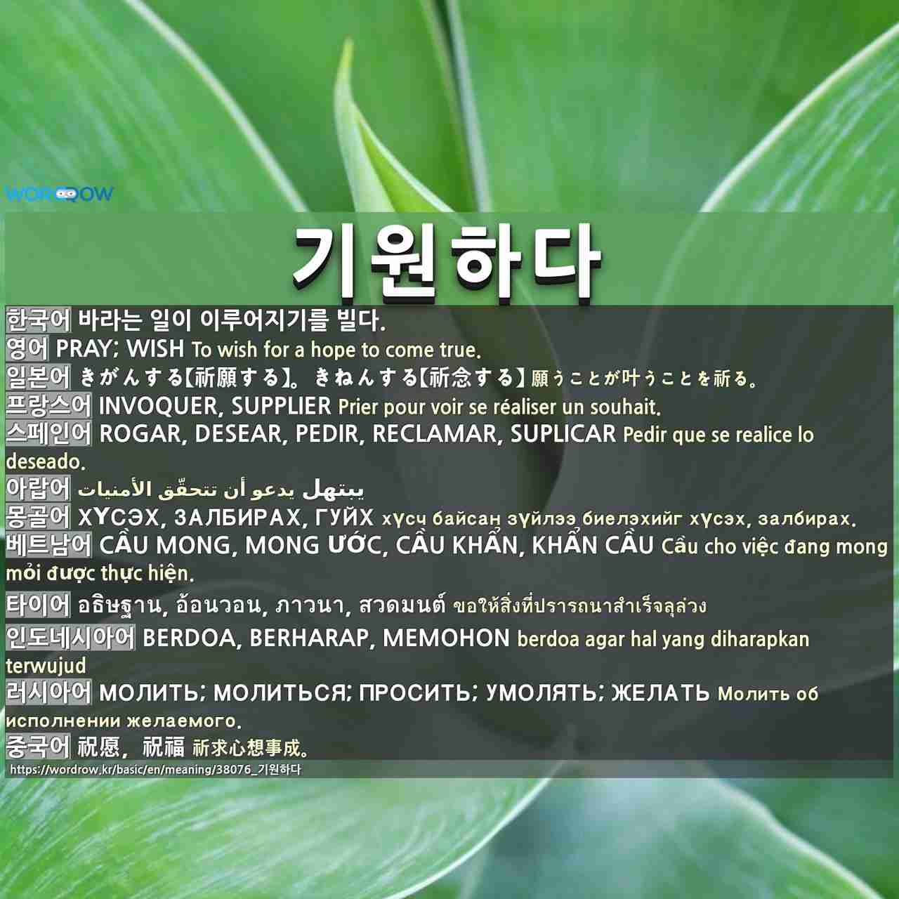 기원하다: PRAY; WISH