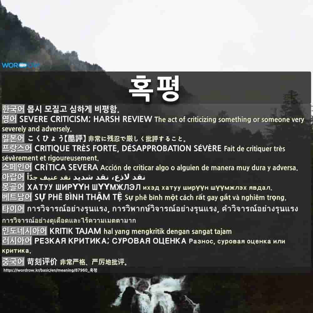 혹평: SEVERE CRITICISM; HARSH REVIEW