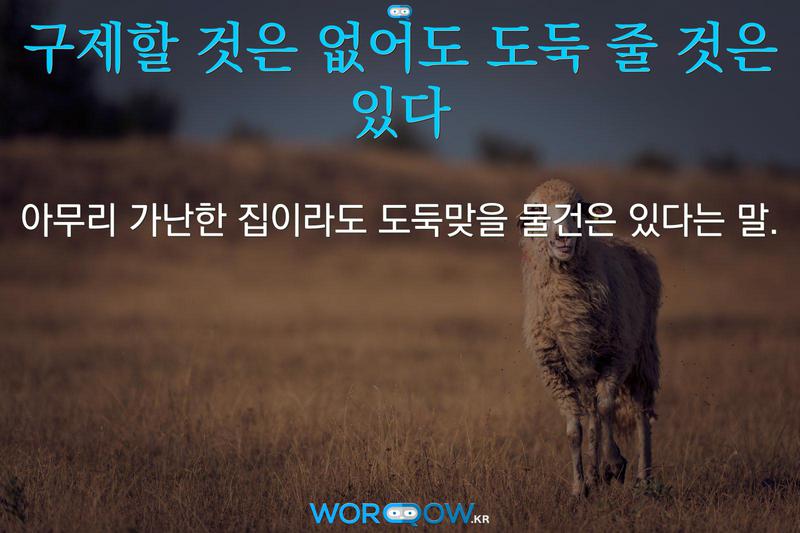 구제할 것은 없어도 도둑 줄 것은 있다: 아무리 가난한 집이라도 도둑맞을 물건은 있다는 말.