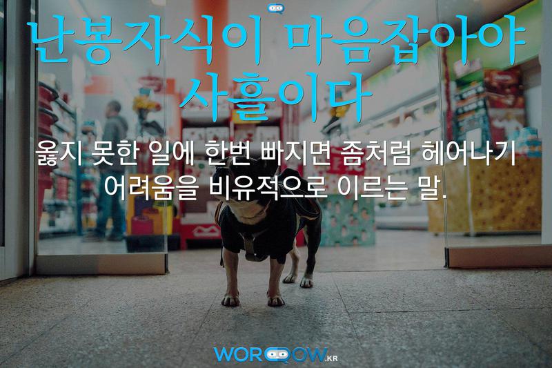 난봉자식이 마음잡아야 사흘이다: 옳지 못한 일에 한번 빠지면 좀처럼 헤어나기 어려움을 비유적으로 이르는 말.