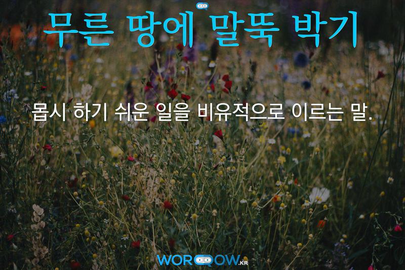무른 땅에 말뚝 박기: 몹시 하기 쉬운 일을 비유적으로 이르는 말.